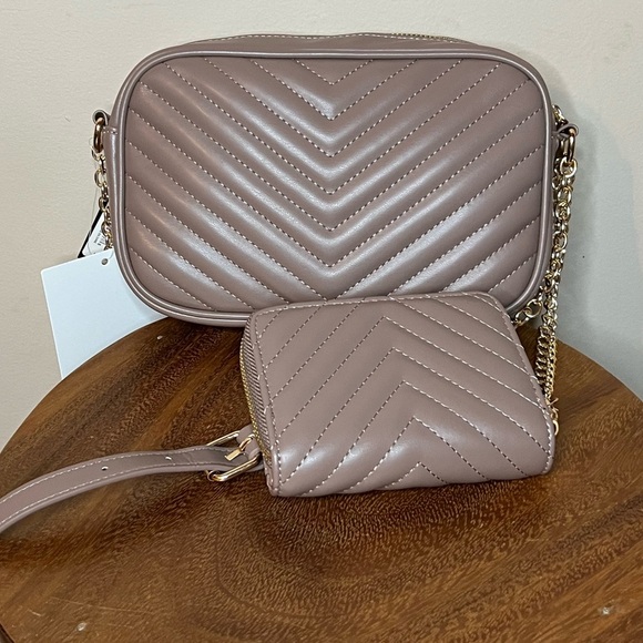 Bebe Taupe Quilted Crossbody Bag Set - Picture 8 of 8